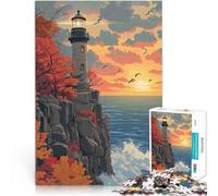 1000 Piece Jigsaw Puzzles for Adults Jigsaw Lighthouse Sunset Anime Für Familienspaß Die Liebe zwischen Paaren stärken38x26cm