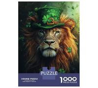 1000 Piece Jigsaw Puzzles for Adults Jigsaw Lion in Clover Hat-1 Adult Jigsaw Puzzle Hands-on Game Perfect Decoration Challenging Game Gifts 52x38cm/1000pcs