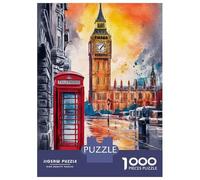 1000 Piece Jigsaw Puzzles for Adults Jigsaw London Watercolor Puzzles for Adults Brain Teaser Game Enhance Memory Fun Activities at Home 52x38cm/1000pcs