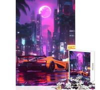 1000 Piece Jigsaw Puzzles for Adults Jigsaw Luxury Sport Car Neon City Nightscape Toy Wall Decor Birthday Gift Hands-on Game Enhance Love between Couples Size 38x52cm