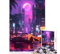 1000 Piece Jigsaw Puzzles for Adults Jigsaw Luxury Sport Car Neon City Nightscape Toy Wall Decor Birthday Gift Hands-on Game Enhance Love between Couples Size 38x26cm