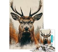 1000 Piece Jigsaw Puzzles for Adults Jigsaw Majestic Deer Portrait in Autumn Forest Help The Brain Exercise Precision Cutting Impossible Game Suitable for Ages 14 And Up (38x26cm)
