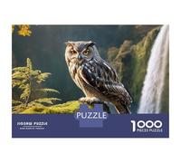 1000 Piece Jigsaw Puzzles for Adults Jigsaw Majestic Owl by Waterfall Teenager Puzzles Relaxing Games Hand Speed Race Christmas Birthday Gifts 52x38cm/1000pcs