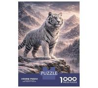 1000 Piece Jigsaw Puzzles for Adults Jigsaw Majestic White Tiger in Mountain Landscape Adult Jigsaw Puzzle Hands-on Game Perfect Decoration Challenging Game Gifts 52x38cm/1000pcs