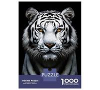 1000 Piece Jigsaw Puzzles for Adults Jigsaw Majestic White Tiger Portrait on Black Puzzle for Adults Anti-Stress Toys For Family Fun Fun Activities at Home 38x26cm/1000pcs