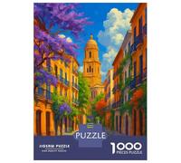 1000 Piece Jigsaw Puzzles for Adults Jigsaw Malaga Street View Painting Jigsaw for Adults Relax Games Improve Memory Challenging Game Gifts 52x38cm/1000pcs
