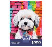 1000 Piece Jigsaw Puzzles for Adults Jigsaw Maltese Dog Graffiti Teenager Puzzles Relaxing Games Hand Speed Race Christmas Birthday Gifts 70x50cm/1000pcs