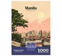 1000 Piece Jigsaw Puzzles for Adults Jigsaw Manila Philippines Cityscape Art Puzzle for Adults Anti-Stress Toys For Family Fun Fun Activities at Home 70x50cm/1000pcs