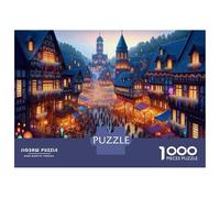 1000 Piece Jigsaw Puzzles for Adults Jigsaw Medieval Christmas Market Puzzle for Adults Hands-on Game Analysis And Logic Challenging Game Gifts 38x26cm/1000pcs