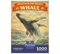1000 Piece Jigsaw Puzzles for Adults Jigsaw Mighty Whale Jumping Out of Water Vintage Puzzle for Adults Anti-Stress Toys For Family Fun Fun Activities at Home 52x38cm/1000pcs