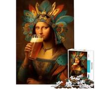 1000 Piece Jigsaw Puzzles for Adults Jigsaw Mona Lisa Drinking Beer Help The Brain Exercise Precision Cutting Impossible Game Suitable for Ages 14 And Up (38x26cm)