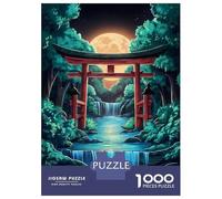 1000 Piece Jigsaw Puzzles for Adults Jigsaw Moon And Torii Gate Japan Teenager Puzzles Relaxing Games Hand Speed Race Christmas Birthday Gifts 70x50cm/1000pcs