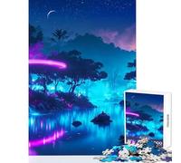 1000 Piece Jigsaw Puzzles for Adults Jigsaw Moonlight Neon Sonata Anti-Stress Toys Secret Santa Gifts for Educational Game Suitable for Desktop Decoration Size 50x75cm