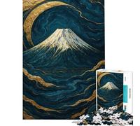 1000 Piece Jigsaw Puzzles for Adults Jigsaw Mount Fuji Gold And Teal Abstract Teenager Puzzles Fun Games Pattern Assembly Unique Birthday And Xmas Gifts (Size 38x52cm)