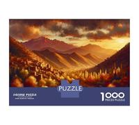 1000 Piece Jigsaw Puzzles for Adults Jigsaw Mountain Village Sunset Landscape Puzzles for Adults Anti-Stress Toys Presents for Women Fun Activities at Home 52x38cm/1000pcs