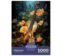 1000 Piece Jigsaw Puzzles for Adults Jigsaw Music Violin And Flower Puzzles for Adults Anti-Stress Toys But Fun And Humorous Challenging Game Gifts 70x50cm/1000pcs