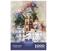 1000 Piece Jigsaw Puzzles for Adults Jigsaw Naples Italy Watercolor Puzzles for Adults Brain Teaser Game Enhance Memory Fun Activities at Home 38x26cm/1000pcs