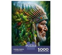 1000 Piece Jigsaw Puzzles for Adults Jigsaw Native American Indian Chief Jigsaw for Adults Family Games Birthday Present Unique Birthday And Xmas Gifts 38x26cm/1000pcs