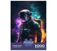 1000 Piece Jigsaw Puzzles for Adults Jigsaw Neon Astronaut In Space Teenager Puzzles Relaxing Games Hand Speed Race Christmas Birthday Gifts 38x26cm/1000pcs