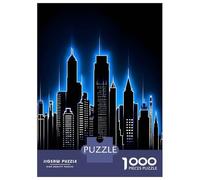 1000 Piece Jigsaw Puzzles for Adults Jigsaw Neon Cityscape Silhouette Puzzles for Adults Fun Games Wall Art Fun at Home Activities, 38x26cm/1000pcs