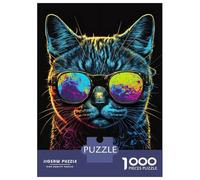 1000 Piece Jigsaw Puzzles for Adults Jigsaw Neon Cool Cat Teenager Puzzles Relaxing Games Hand Speed Race Christmas Birthday Gifts 38x26cm/1000pcs