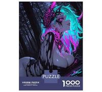 1000 Piece Jigsaw Puzzles for Adults Jigsaw Neon Demon Girl in Dark Forest Puzzles for Adults Brain Teaser Game Enhance Memory Fun Activities at Home 38x26cm/1000pcs