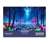 1000 Piece Jigsaw Puzzles for Adults Jigsaw Neon Forest Animals Puzzles for Adults Anti-Stress Toys Presents for Women Fun Activities at Home 38x26cm/1000pcs