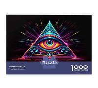 1000 Piece Jigsaw Puzzles for Adults Jigsaw Neon Illuminati Pyramid Art Print Jigsaws for Adults DIY Toys Birthday Present Challenging Game Gifts 38x26cm/1000pcs