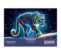 1000 Piece Jigsaw Puzzles for Adults Jigsaw Neon Leopard Wall Art Print-5 Jigsaw for Adults Family Games Birthday Present Unique Birthday And Xmas Gifts 52x38cm/1000pcs