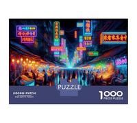 1000 Piece Jigsaw Puzzles for Adults Jigsaw Neon-Lit Night Market Puzzle for Adults Hands-on Game Analysis And Logic Challenging Game Gifts 52x38cm/1000pcs