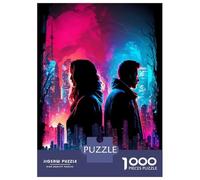 1000 Piece Jigsaw Puzzles for Adults Jigsaw Neon Nightscape Romance Puzzles for Adults Brain Teaser Game Enhance Memory Fun Activities at Home 52x38cm/1000pcs