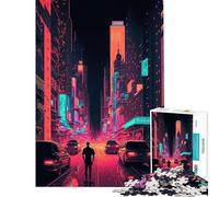 1000 Piece Jigsaw Puzzles for Adults Jigsaw New York City Neon Help The Brain Exercise Precision Cutting Impossible Game Suitable for Ages 14 And Up (38x26cm)