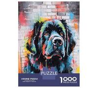 1000 Piece Jigsaw Puzzles for Adults Jigsaw Newfoundland Dog Graffiti Puzzles for Adults Anti-Stress Toys But Fun And Humorous Challenging Game Gifts 70x50cm/1000pcs
