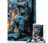 1000 Piece Jigsaw Puzzles for Adults Jigsaw Nightwatch Cat Explorer Hands-on Game Pattern Assembly Anti-Stress Toys Suitable for Desktop Decoration (52X38cm)