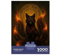 1000 Piece Jigsaw Puzzles for Adults Jigsaw Nine-tailed Fox with Fiery Aura Adult Puzzles Relax Games Enhance Memory Challenging Game Gifts 52x38cm/1000pcs