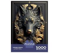 1000 Piece Jigsaw Puzzles for Adults Jigsaw Noble Golden Wolf Art Deco Puzzles for Adults Toy Wall Decor Perfect Decoration Challenging Game Gifts 52x38cm/1000pcs