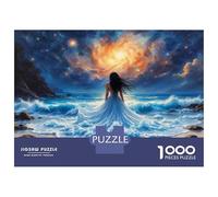 1000 Piece Jigsaw Puzzles for Adults Jigsaw Ocean Dreams A Woman in White Dress on The Beach Jigsaw for Adults Family Games Birthday Present Unique Birthday And Xmas Gifts 38x26cm/1000pcs