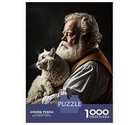 1000 Piece Jigsaw Puzzles for Adults Jigsaw Old Man With His Cat Jigsaws for Adults Toy Wall Decor Staycation Kill Time Unique Birthday And Xmas Gifts 52x38cm/1000pcs