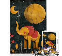 1000 Piece Jigsaw Puzzles for Adults Jigsaw One Happy Baby Elephant Hands-on Game Pattern Assembly Anti-Stress Toys Suitable for Desktop Decoration (52X38cm)