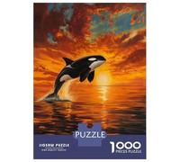 1000 Piece Jigsaw Puzzles for Adults Jigsaw Orca Sunset Ocean Scenic Adult Jigsaw Puzzle Toy Wall Decor A Work of Art Fun Activities at Home 70x50cm/1000pcs
