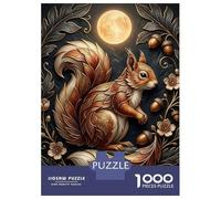 1000 Piece Jigsaw Puzzles for Adults Jigsaw Ornate Squirrel with Moon And Acorns Puzzles for Adults Anti-Stress Toys Presents for Women Fun Activities at Home 38x26cm/1000pcs