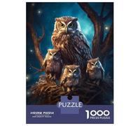 1000 Piece Jigsaw Puzzles for Adults Jigsaw Owl with Owlets at Night Puzzles for Adults Relax Games Birthday Present Christmas Birthday Gifts 52x38cm/1000pcs