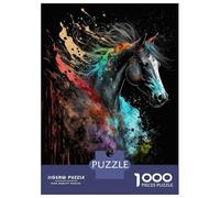 1000 Piece Jigsaw Puzzles for Adults Jigsaw Paintsplash Horse Puzzles for Adults Brain Teaser Game Enhance Memory Fun Activities at Home 70x50cm/1000pcs