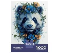 1000 Piece Jigsaw Puzzles for Adults Jigsaw Panda with Floral Crown Adult Jigsaw Puzzle Hands-on Game Perfect Decoration Challenging Game Gifts 38x26cm/1000pcs