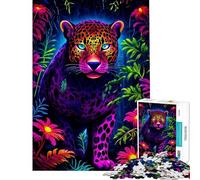 1000 Piece Jigsaw Puzzles for Adults Jigsaw Panther Animal Neon Jigsaws for Adults Relax Games Analysis And Logic Fun Activities at Home (Size 38x26cm)