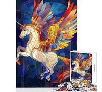 1000 Piece Jigsaw Puzzles for Adults Jigsaw Pegasus Stained Glass Hands-on Game Pattern Assembly Anti-Stress Toys Suitable for Desktop Decoration (50X75cm)