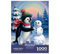 1000 Piece Jigsaw Puzzles for Adults Jigsaw Penguin Building A Snowman in Winter Jigsaw Puzzle Toy Wall Decor But Fun And Humorous Fun at Home Activities, 38x26cm/1000pcs