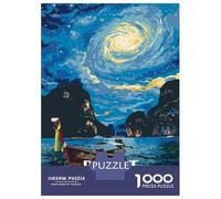 1000 Piece Jigsaw Puzzles for Adults Jigsaw Phuket Thailand Night Sky Boat Puzzles for Adults Fun Games Wall Art Fun at Home Activities, 52x38cm/1000pcs