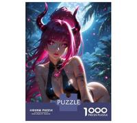 1000 Piece Jigsaw Puzzles for Adults Jigsaw Pink-Haired Demon Girl Puzzles for Adults Toy Wall Decor Perfect Decoration Challenging Game Gifts 52x38cm/1000pcs
