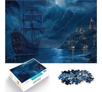 1000 Piece Jigsaw Puzzles for Adults Jigsaw Pirate ship in Caribbean Brain Teaser Fun at Home Activities, Birthday Present,Travel Gifts, 26x38cm